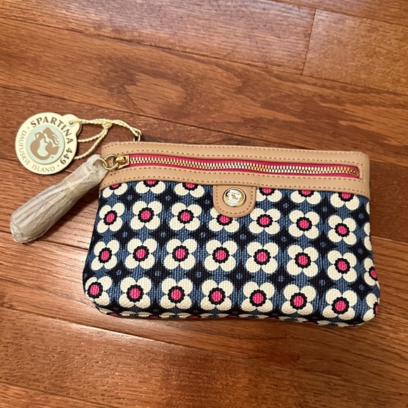 Spartina 449 Handbags - Spartina 449 Navy and Pink Floral Wristlet